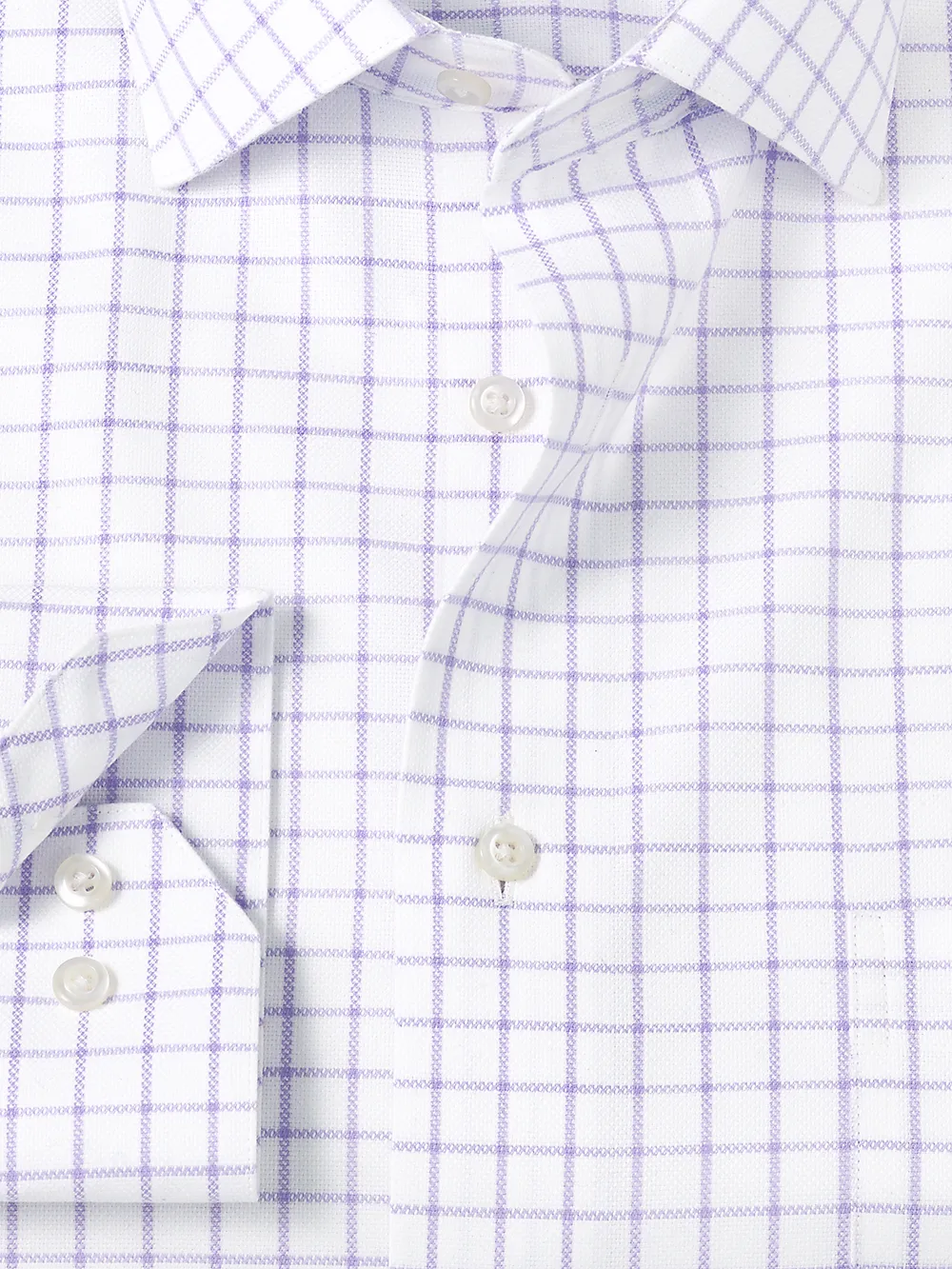 Royal Oxford Comfort Stretch Non-Iron Windowpane Dress Shirt - Lavender sold by Paul Fredrick product image thumbnail 3