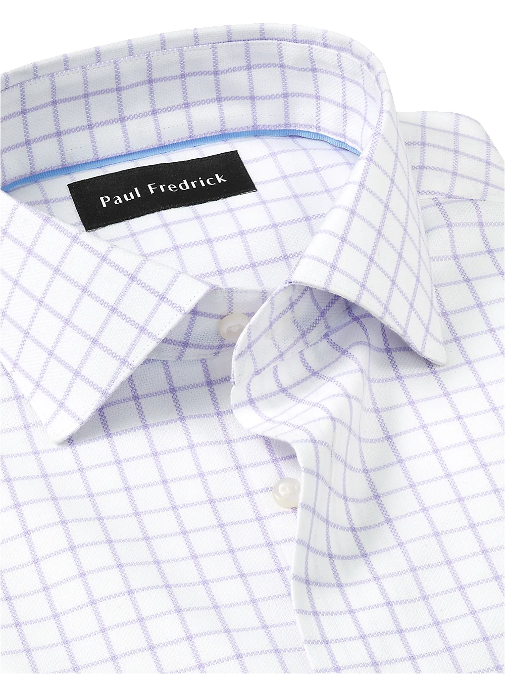 Royal Oxford Comfort Stretch Non-Iron Windowpane Dress Shirt - Lavender sold by Paul Fredrick product image thumbnail 4