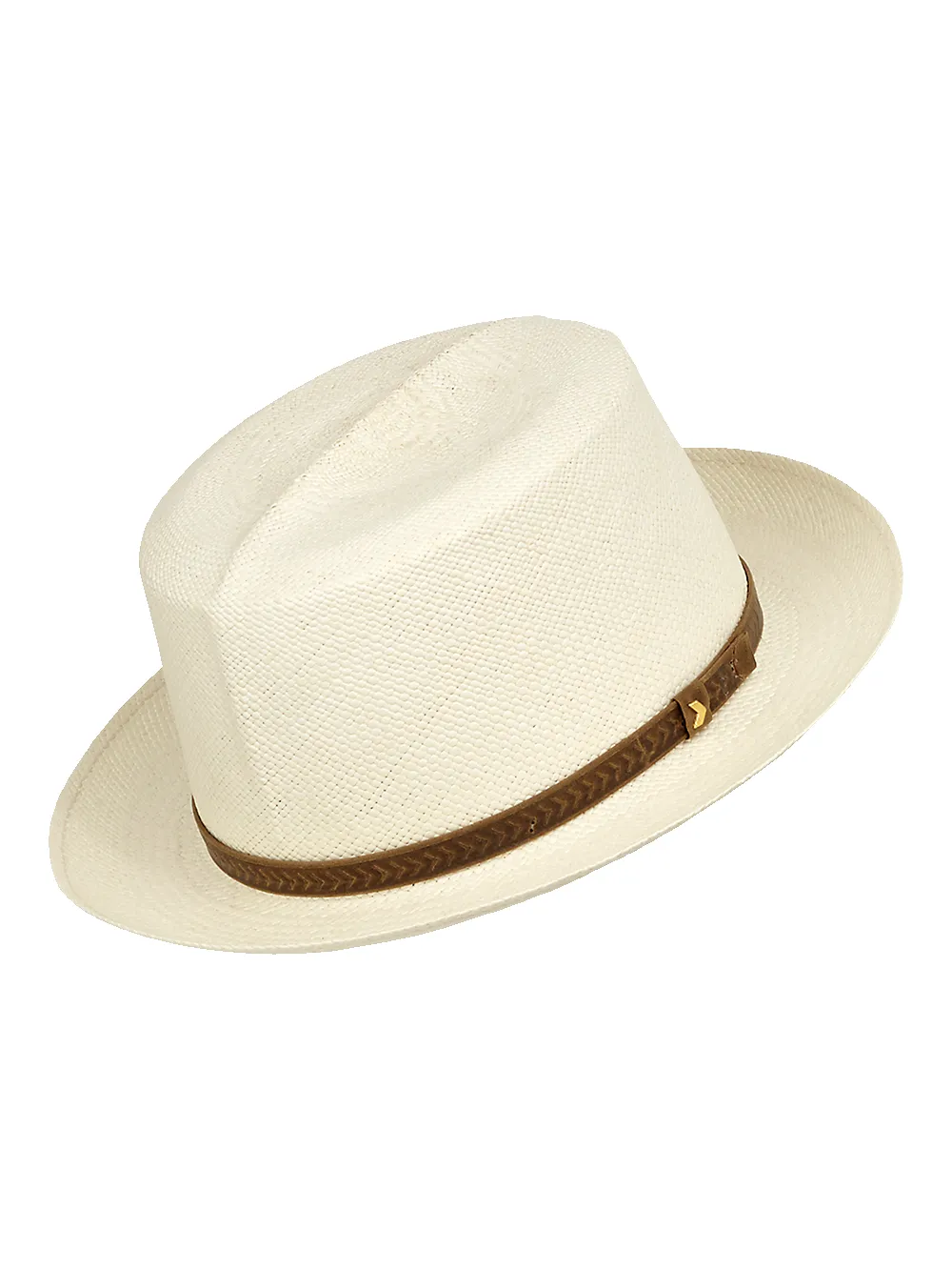 Panama Fedora With Leather Band - Bone sold by Paul Fredrick