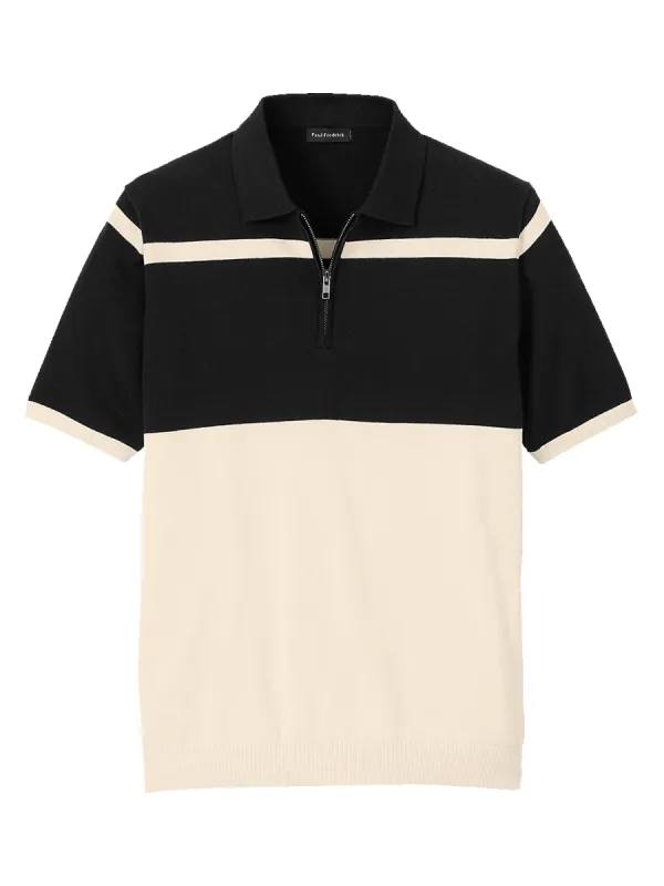 Cotton Zip Polo - Black sold by Paul Fredrick