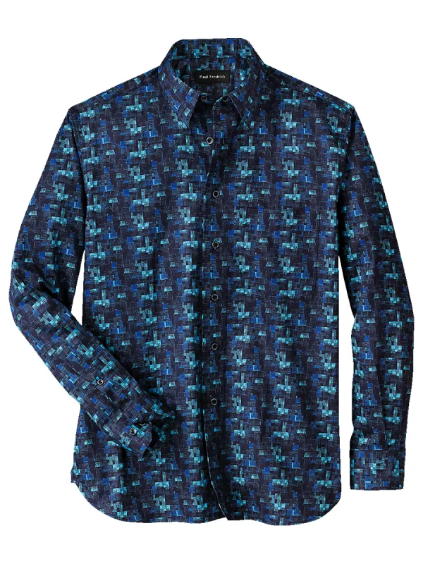 Cotton Abstract Print Casual Shirt - Blue sold by Paul Fredrick
