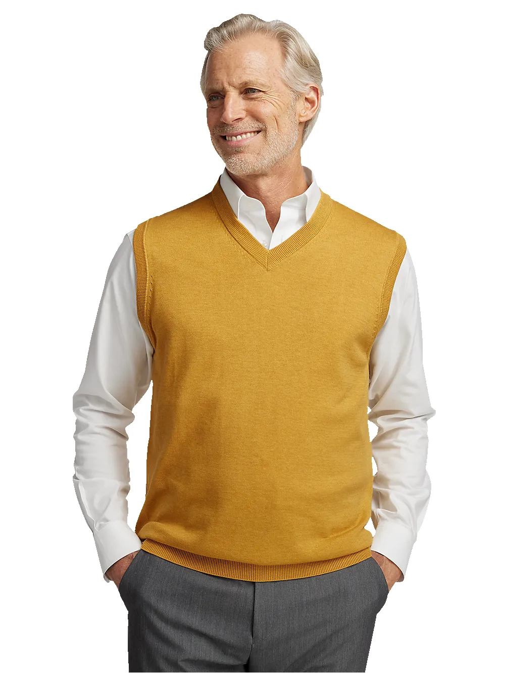 Supima Cotton Vest - Mustard sold by Paul Fredrick product image thumbnail 2