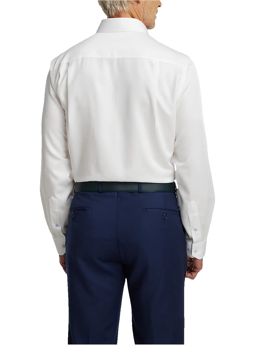 Non-Iron Cotton Solid Dress Shirt With Contrast Trim - White sold by Paul Fredrick product image thumbnail 5