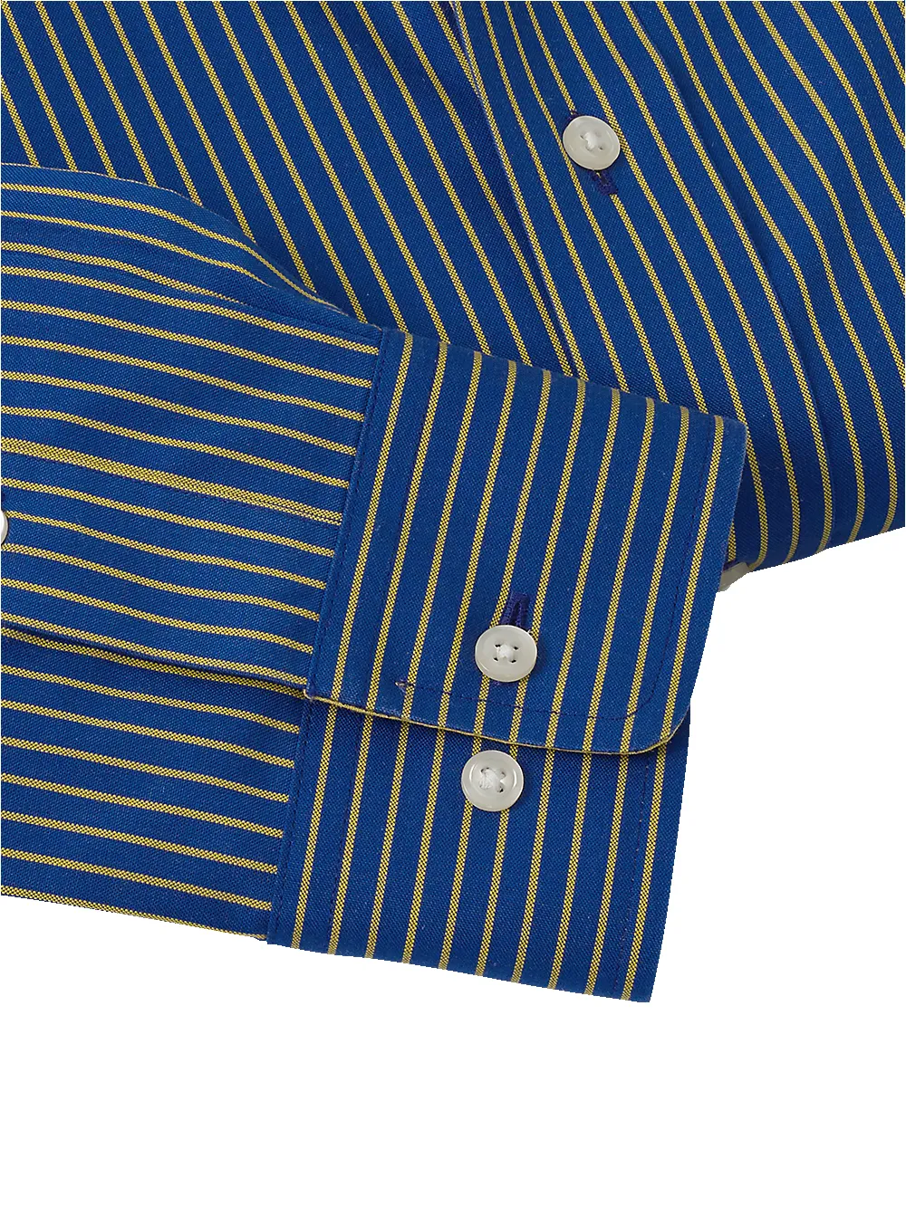 Non-Iron Cotton Stripe Dress Shirt With Contrast Trim - Navy/gold sold by Paul Fredrick product image thumbnail 4