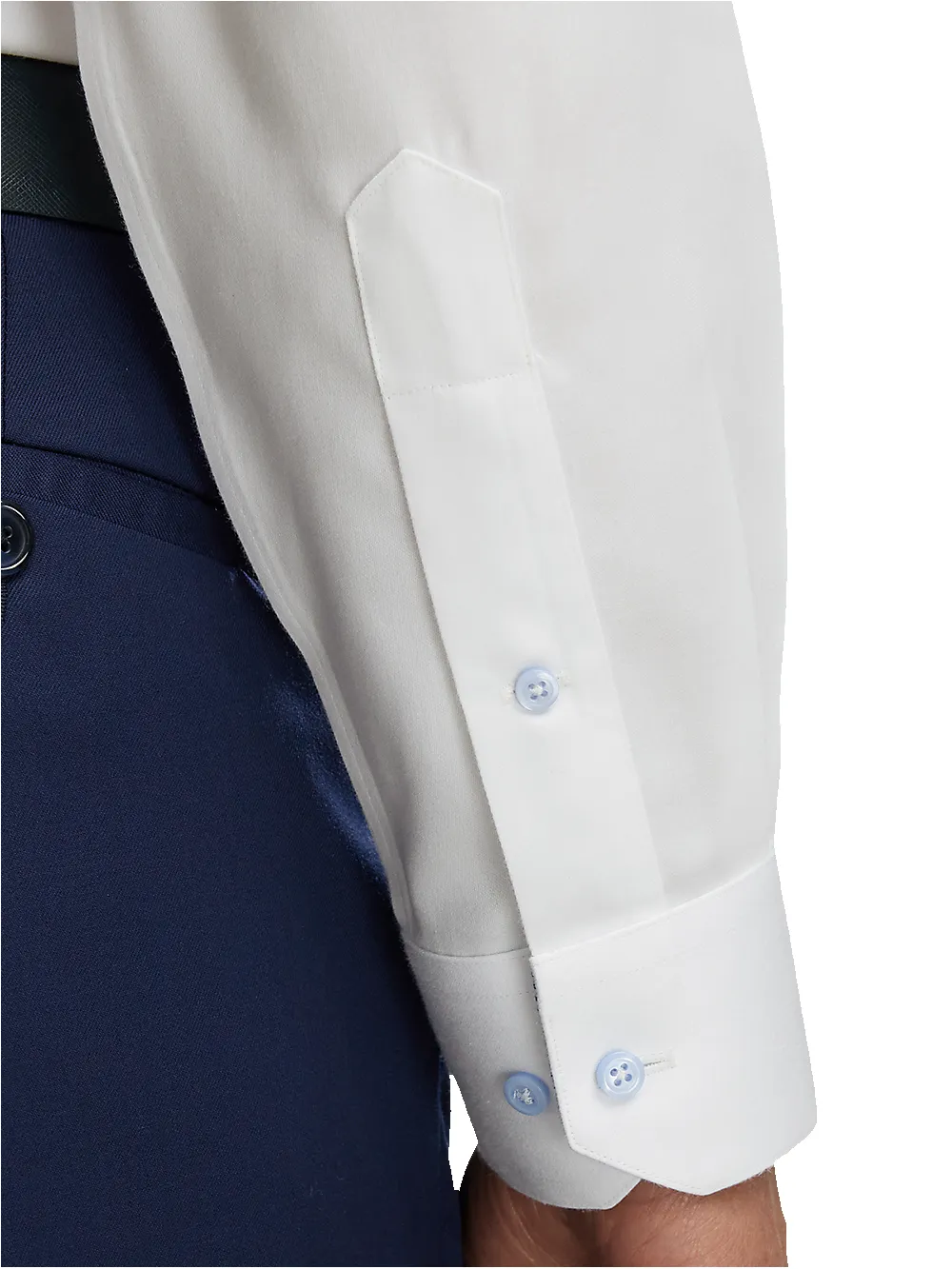 Non-Iron Cotton Solid Dress Shirt With Contrast Trim - White sold by Paul Fredrick product image thumbnail 4