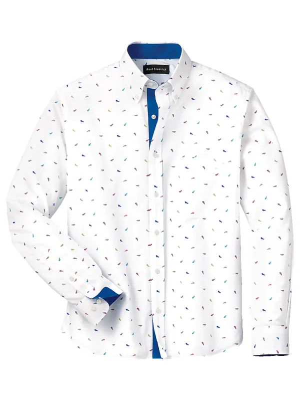 Cotton Leaf Print Casual Shirt With Contrast Trim - Multi sold by Paul Fredrick