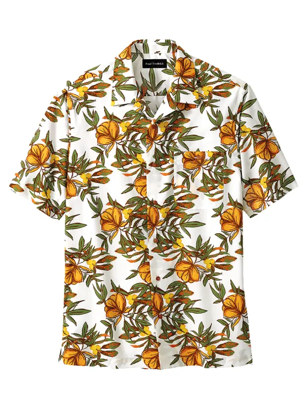 Cotton Tropical Print Casual Shirt - White Multi sold by Paul Fredrick