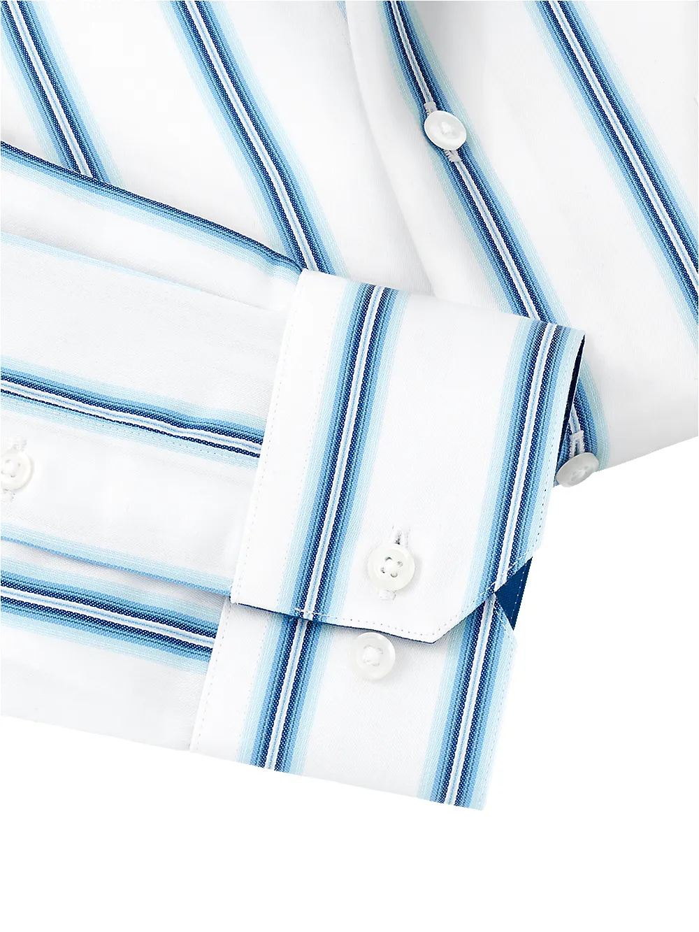 Non-Iron Cotton Stripe Dress Shirt With Contrast Trim - Cabalt Aqua sold by Paul Fredrick product image thumbnail 4