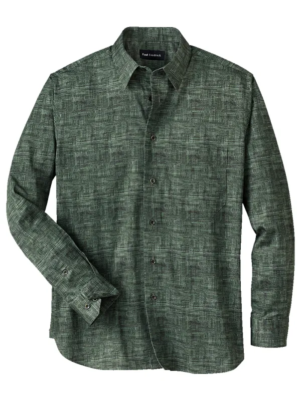 Cotton Abstract Print Casual Shirt - Green sold by Paul Fredrick