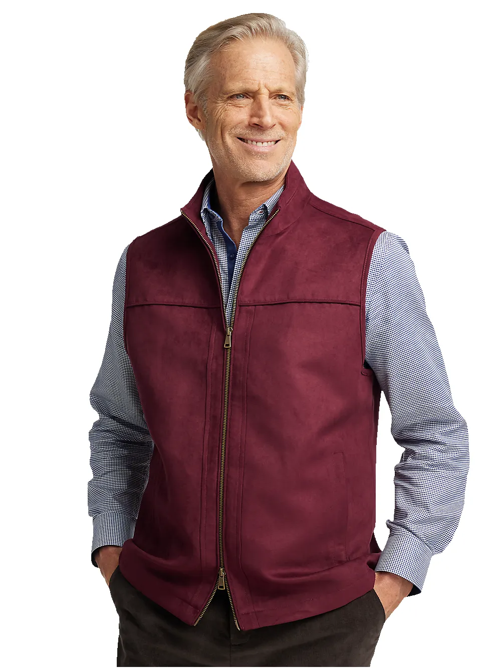 Microsuede Vest - Burgundy sold by Paul Fredrick product image thumbnail 2
