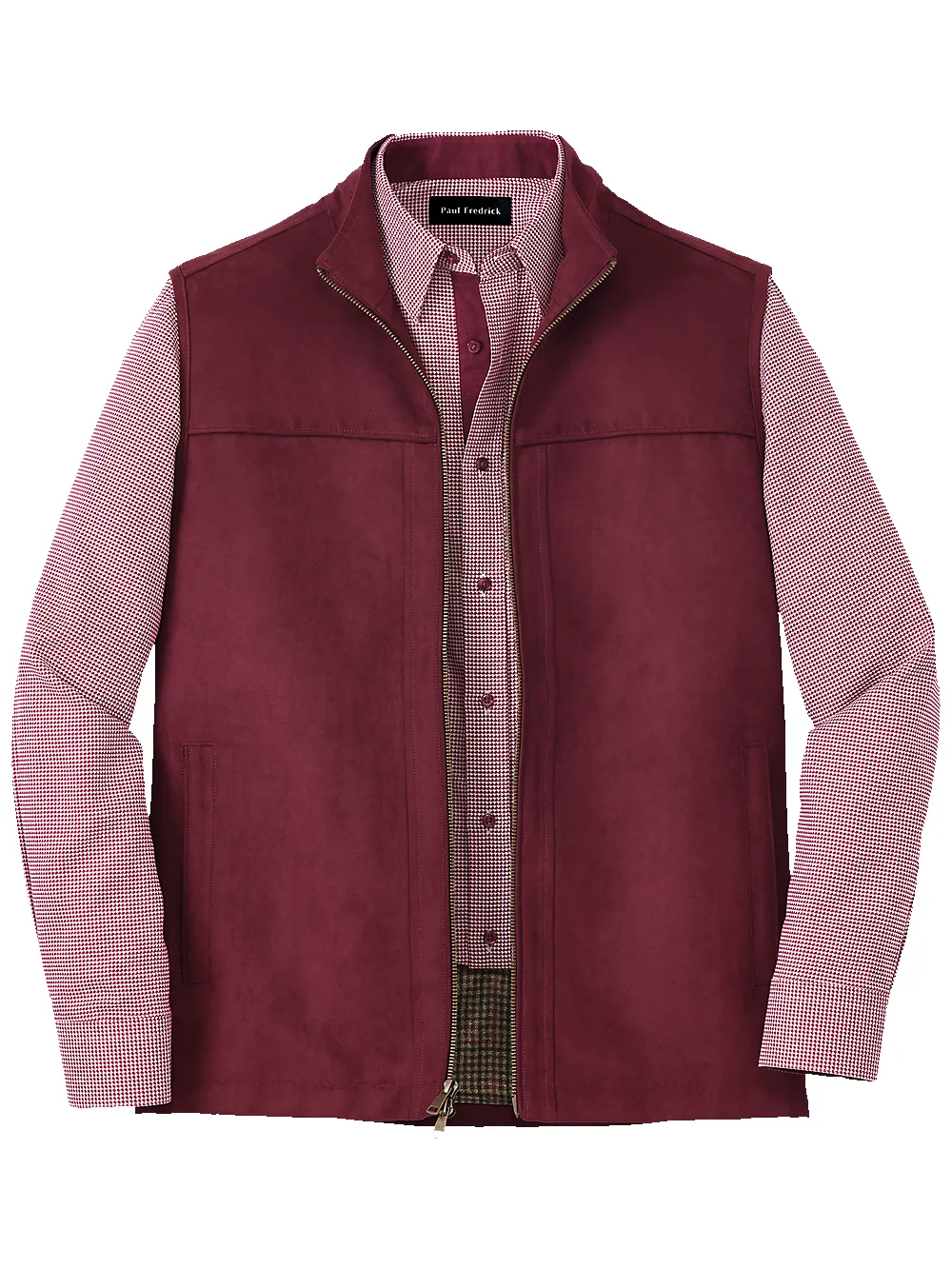 Microsuede Vest - Burgundy sold by Paul Fredrick
