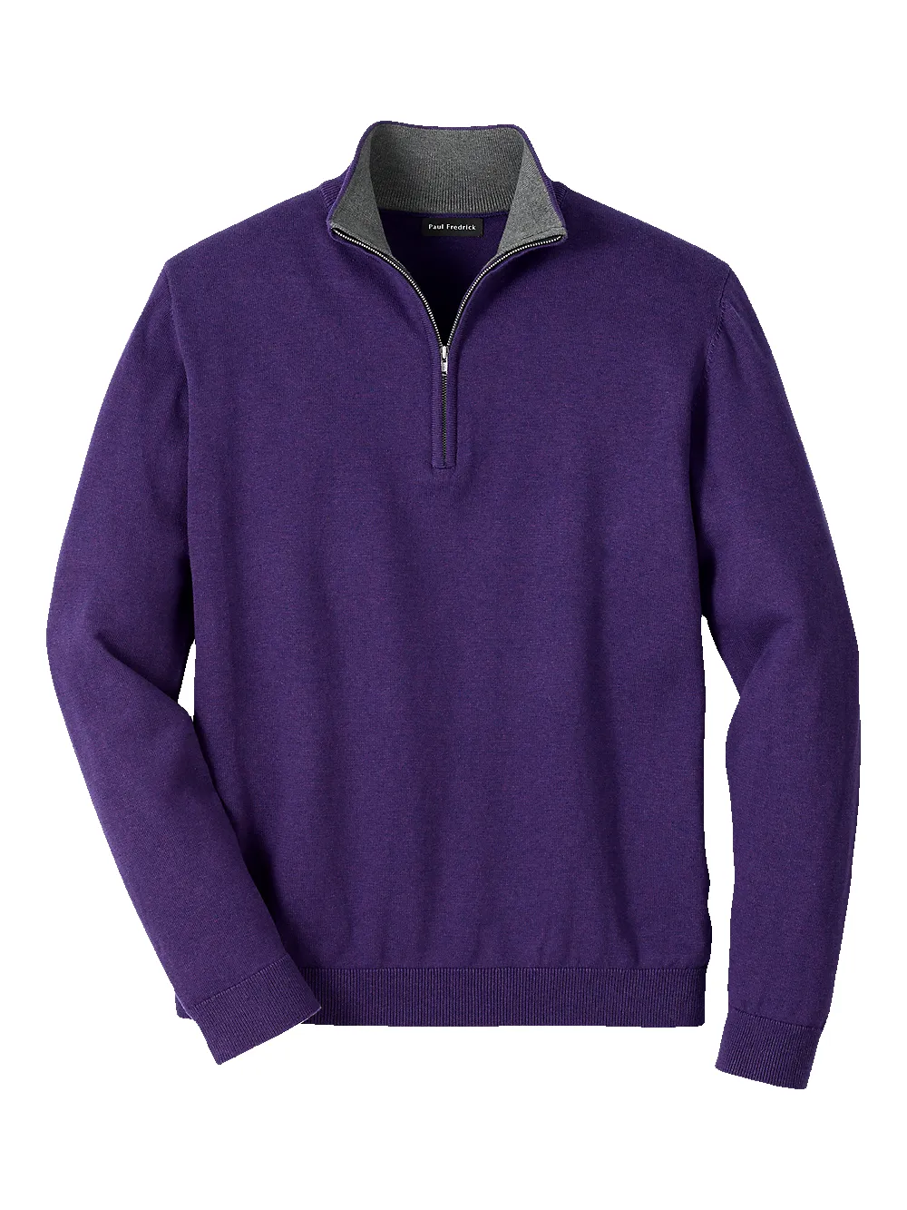 Supima Cotton Quarter Zip Mock Neck Sweater - Plum sold by Paul Fredrick