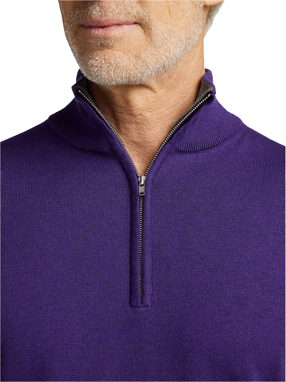 Supima Cotton Quarter Zip Mock Neck Sweater - Plum sold by Paul Fredrick product image thumbnail 3