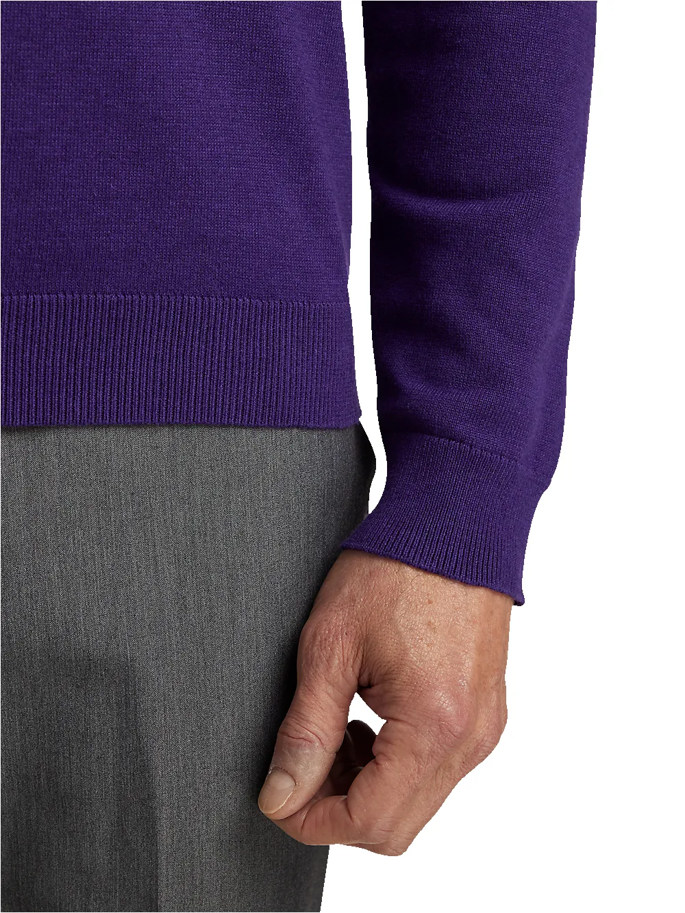 Supima Cotton Quarter Zip Mock Neck Sweater - Plum sold by Paul Fredrick product image thumbnail 4