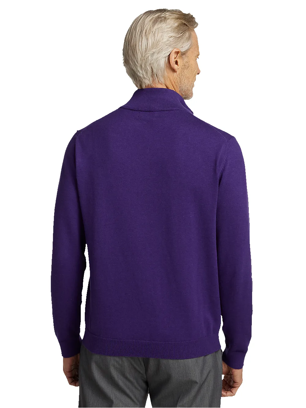 Supima Cotton Quarter Zip Mock Neck Sweater - Plum sold by Paul Fredrick product image thumbnail 5