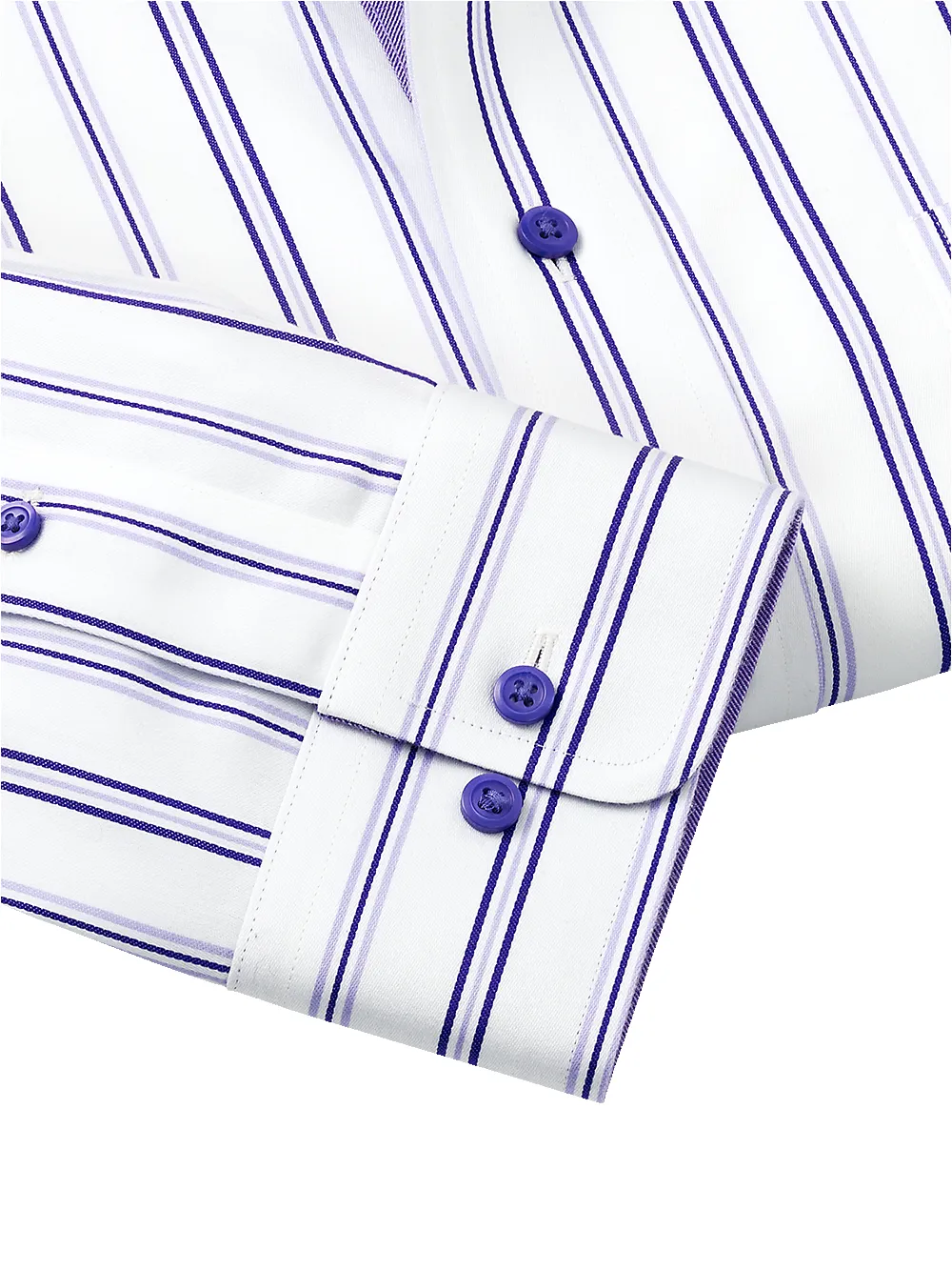 Non-Iron Cotton Stripe Dress Shirt With Contrast Trim - Purple sold by Paul Fredrick product image thumbnail 4