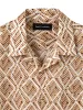 Linen Geometric Leaf Print Casual Shirt - Brown sold by Paul Fredrick