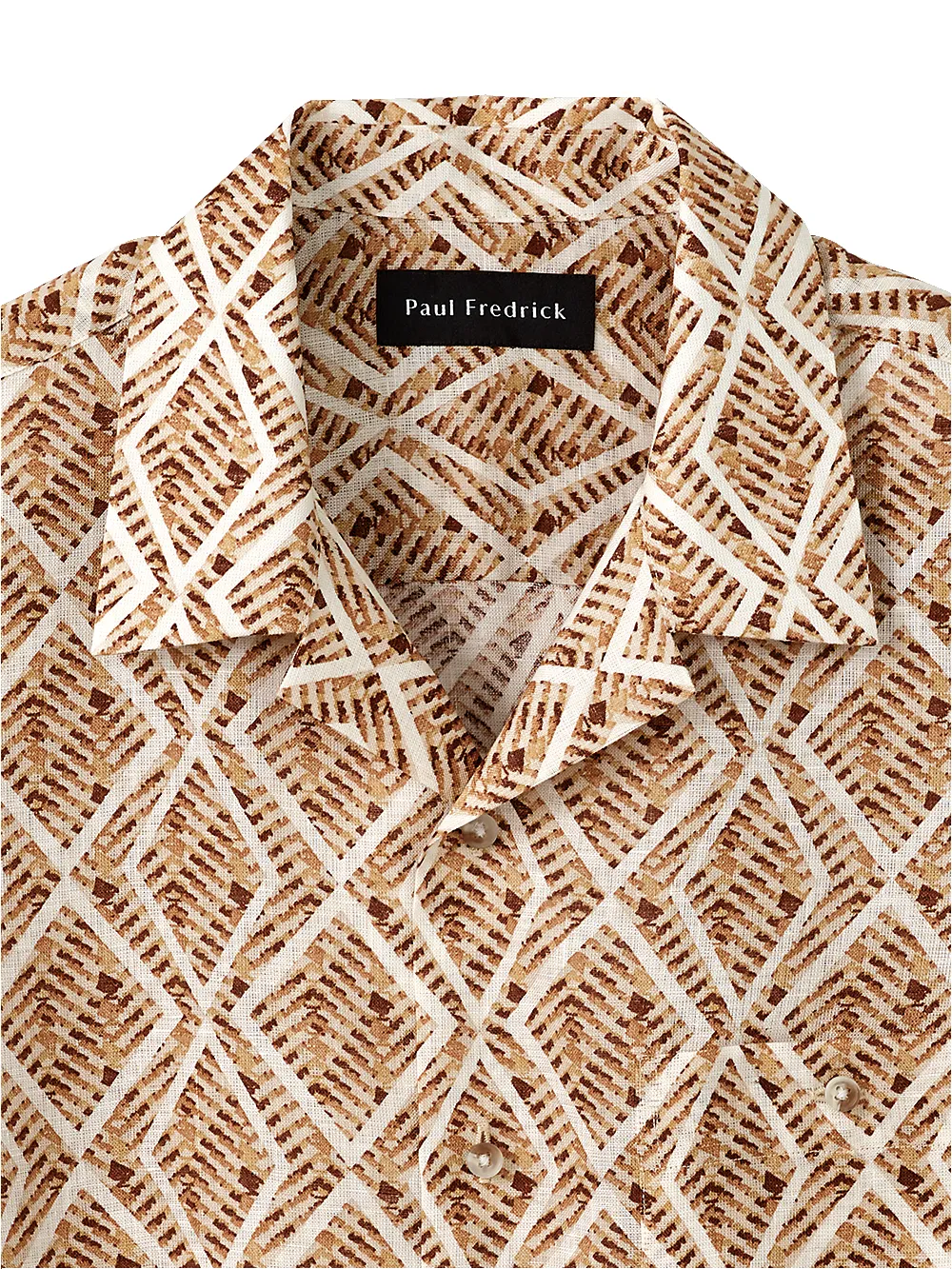Linen Geometric Leaf Print Casual Shirt - Brown sold by Paul Fredrick product image thumbnail 3
