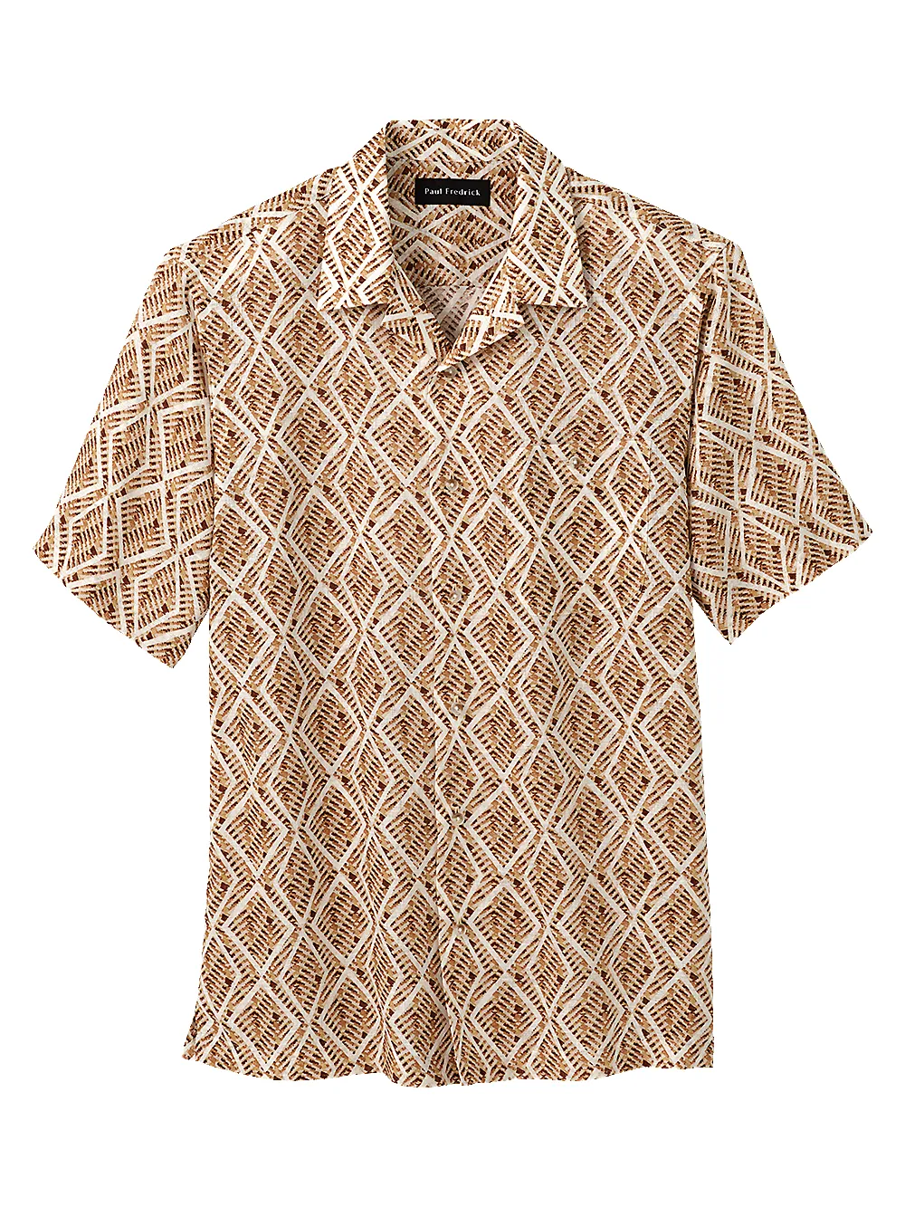 Linen Geometric Leaf Print Casual Shirt - Brown sold by Paul Fredrick