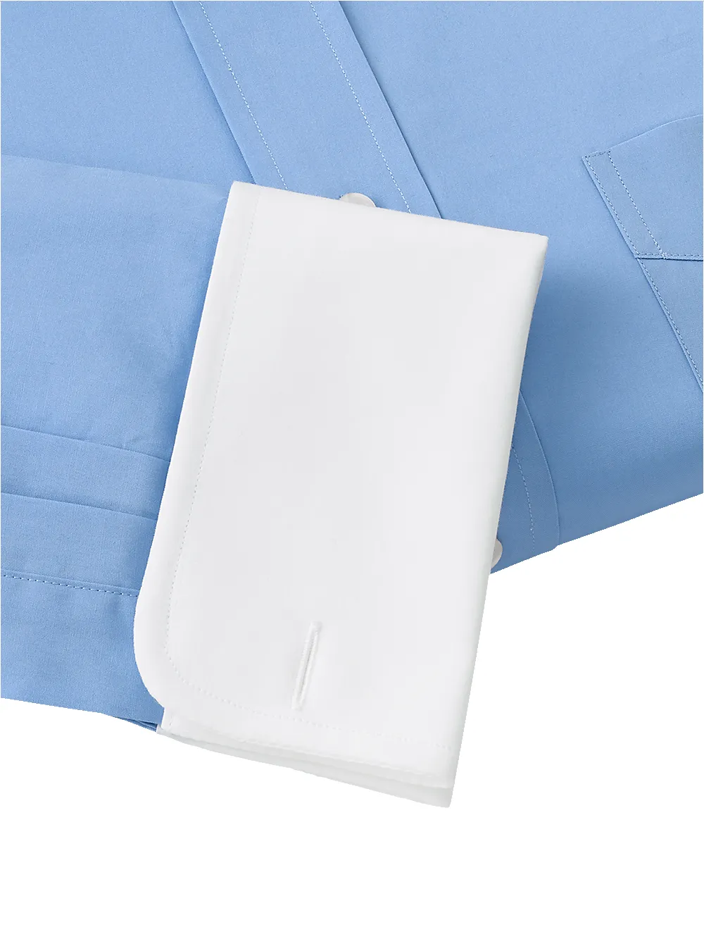 Pure Cotton Broadcloth Solid Color White Spread Collar French Cuff Dress Shirt - Blue sold by Paul Fredrick product image thumbnail 5