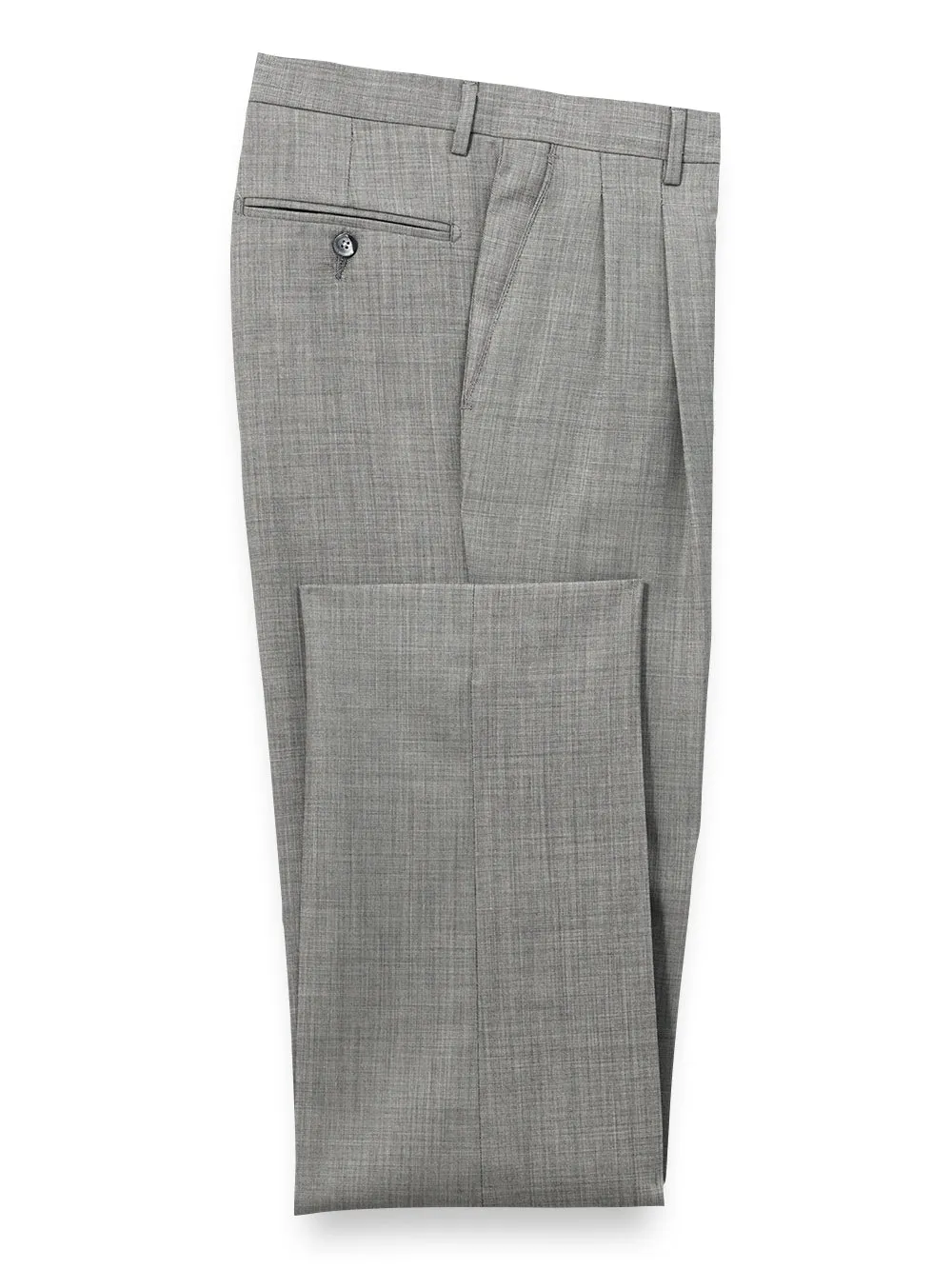 Tailored Fit Essential Wool Pleated Pants - Navy sold by Paul Fredrick product image thumbnail 3