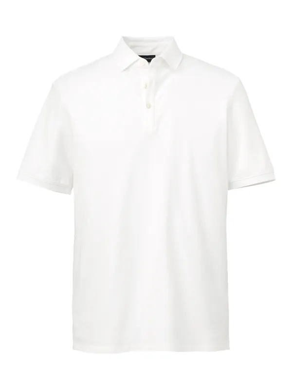 Cotton Blend Three Button Polo - White sold by Paul Fredrick