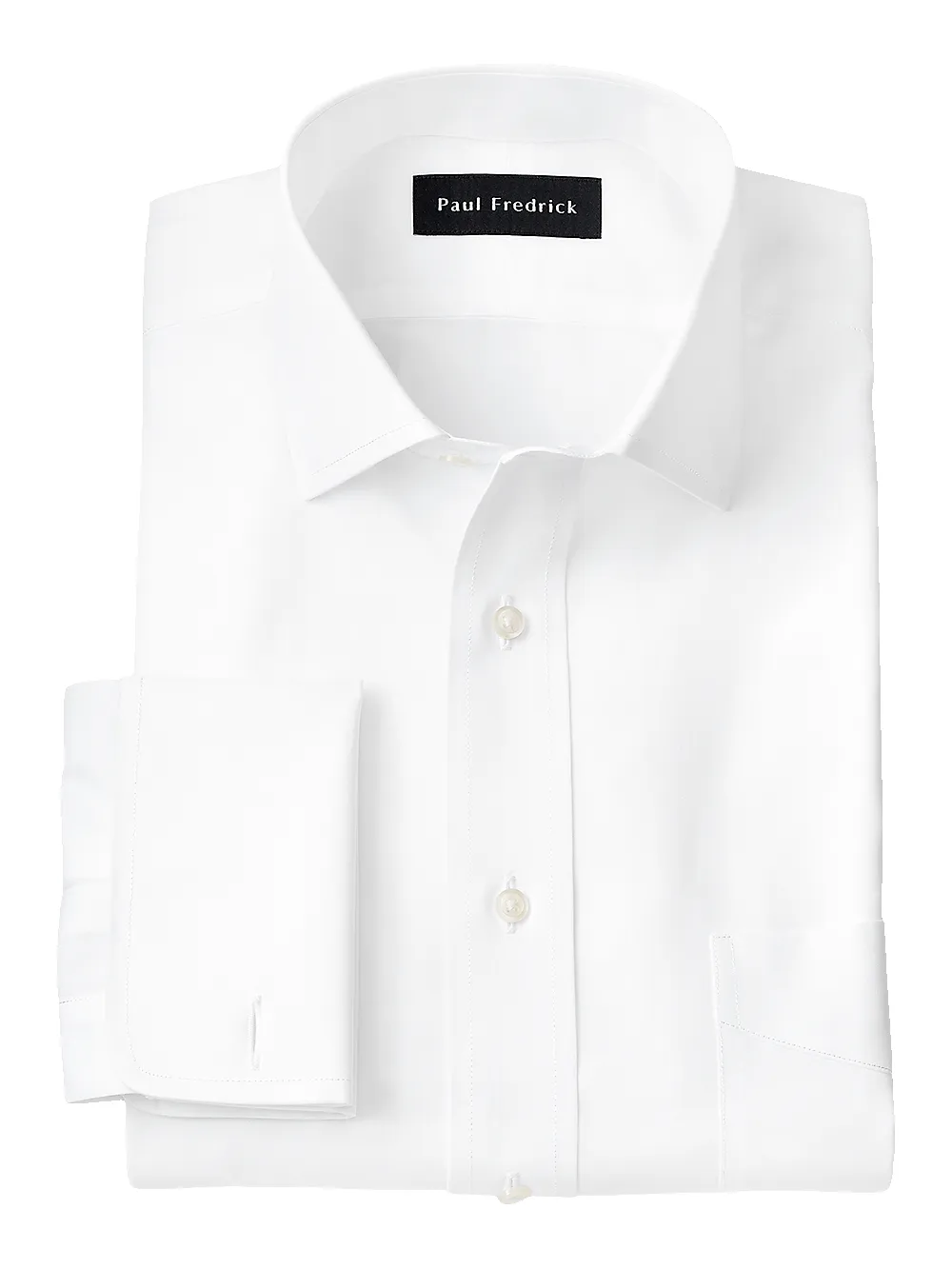 Supima Non-Iron Cotton Solid Color Spread Collar French Cuff Dress Shirt - White sold by Paul Fredrick