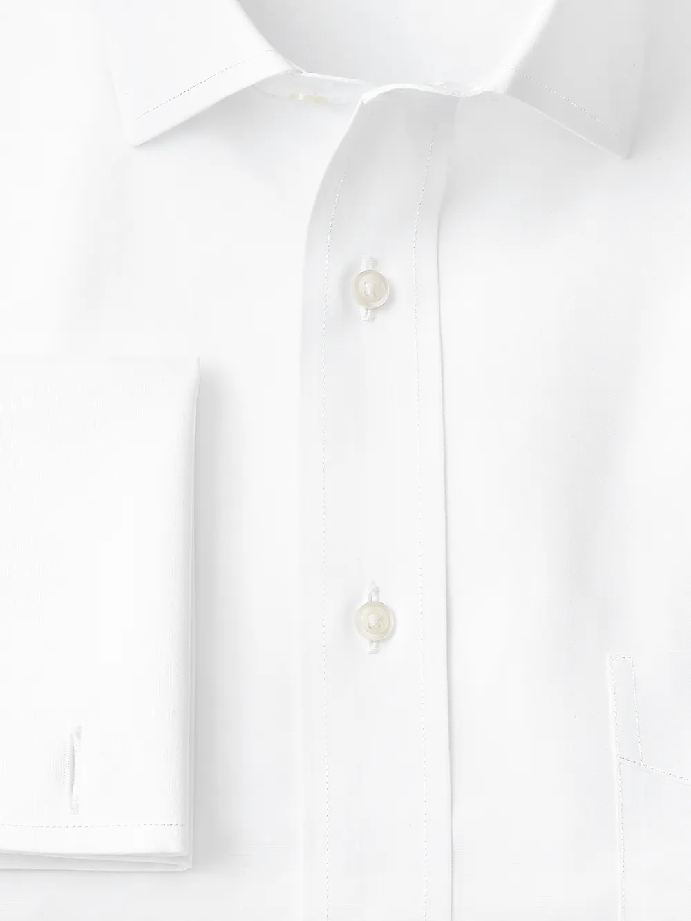 Supima Non-Iron Cotton Solid Color Spread Collar French Cuff Dress Shirt - White sold by Paul Fredrick product image thumbnail 3