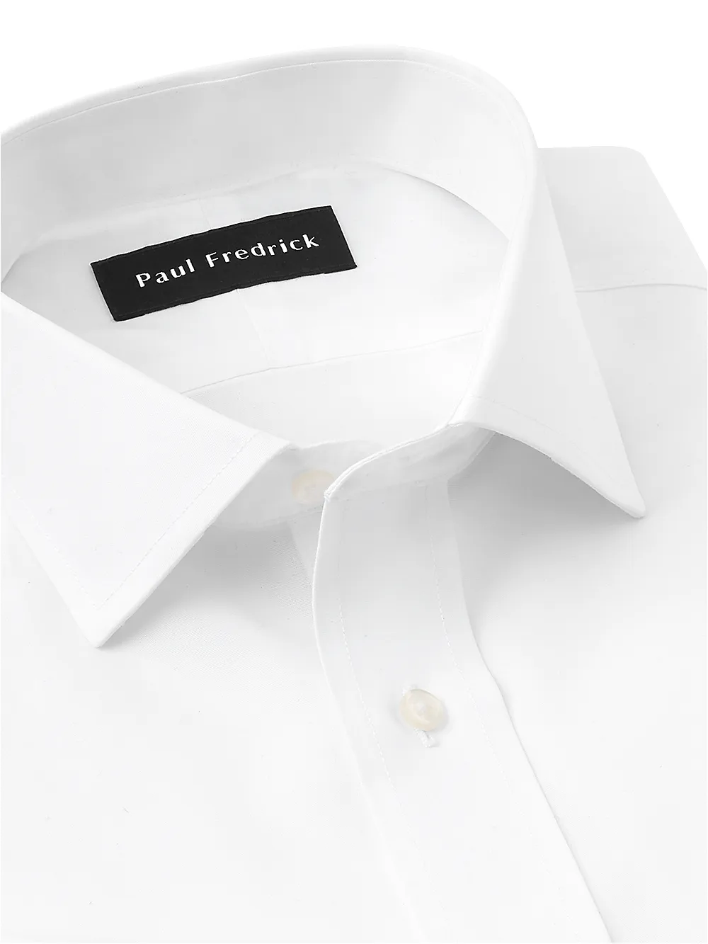 Supima Non-Iron Cotton Solid Color Spread Collar French Cuff Dress Shirt - White sold by Paul Fredrick product image thumbnail 4
