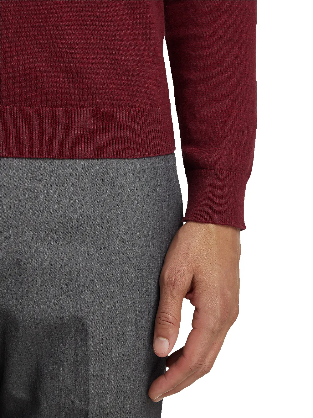 Supima Cotton Quarter Zip Mock Neck Sweater - Burgundy sold by Paul Fredrick product image thumbnail 4