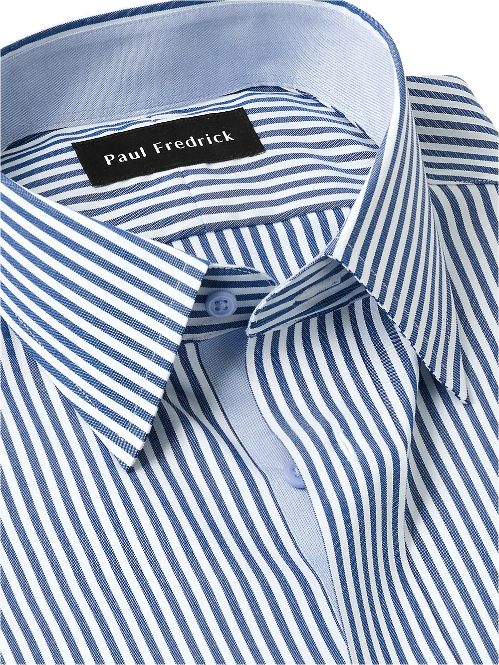 Non-Iron Cotton Stripe Dress Shirt With Contrast Trim - Cobalt sold by Paul Fredrick product image thumbnail 3
