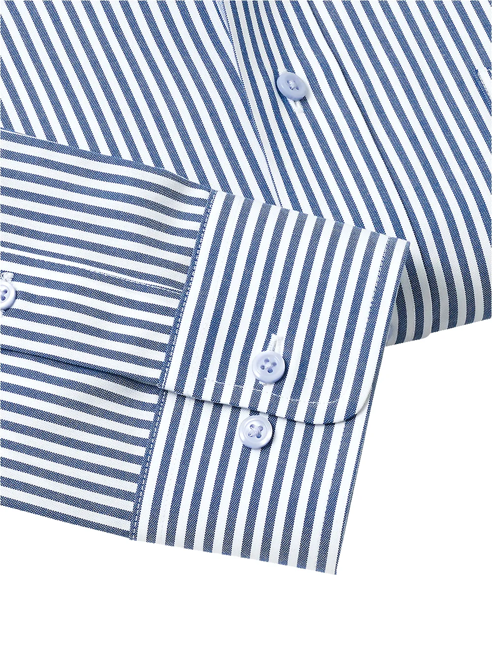 Non-Iron Cotton Stripe Dress Shirt With Contrast Trim - Cobalt sold by Paul Fredrick product image thumbnail 4