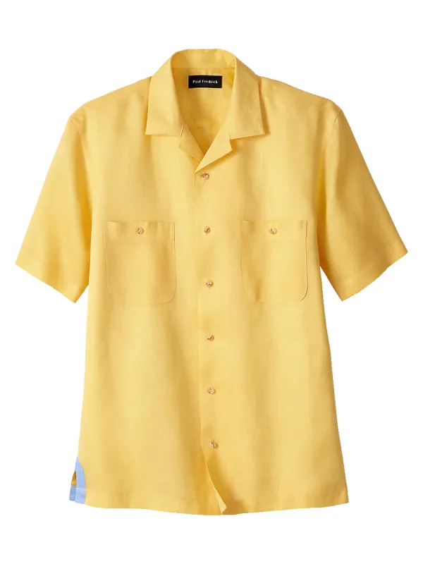 Linen Solid Casual Shirt - Yellow sold by Paul Fredrick