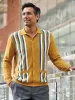 Cotton Button Front Polo - Gold sold by Paul Fredrick