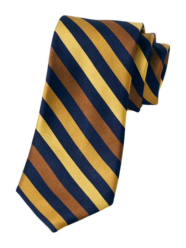 Stripe Woven Silk Tie - Gold/navy sold by Paul Fredrick
