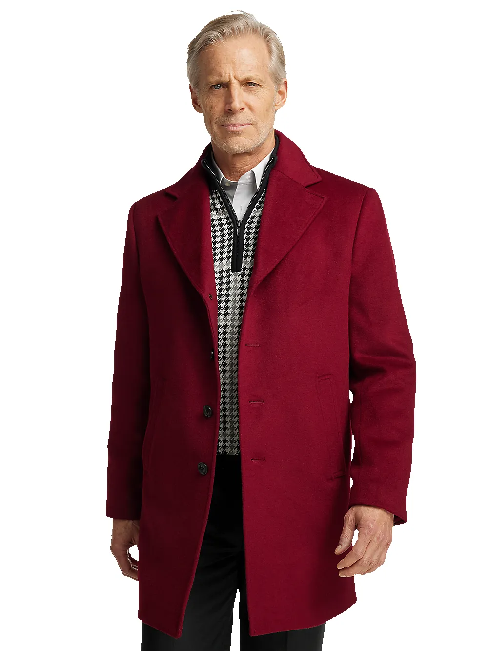 Wool Single Breasted Top Coat - Red sold by Paul Fredrick product image thumbnail 2