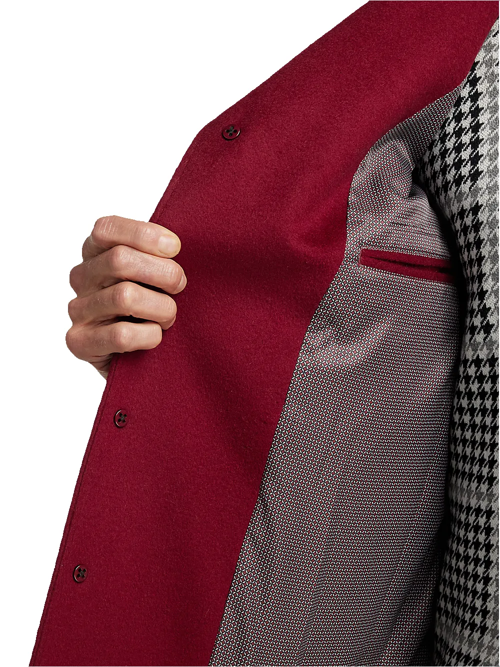 Wool Single Breasted Top Coat - Red sold by Paul Fredrick product image thumbnail 4