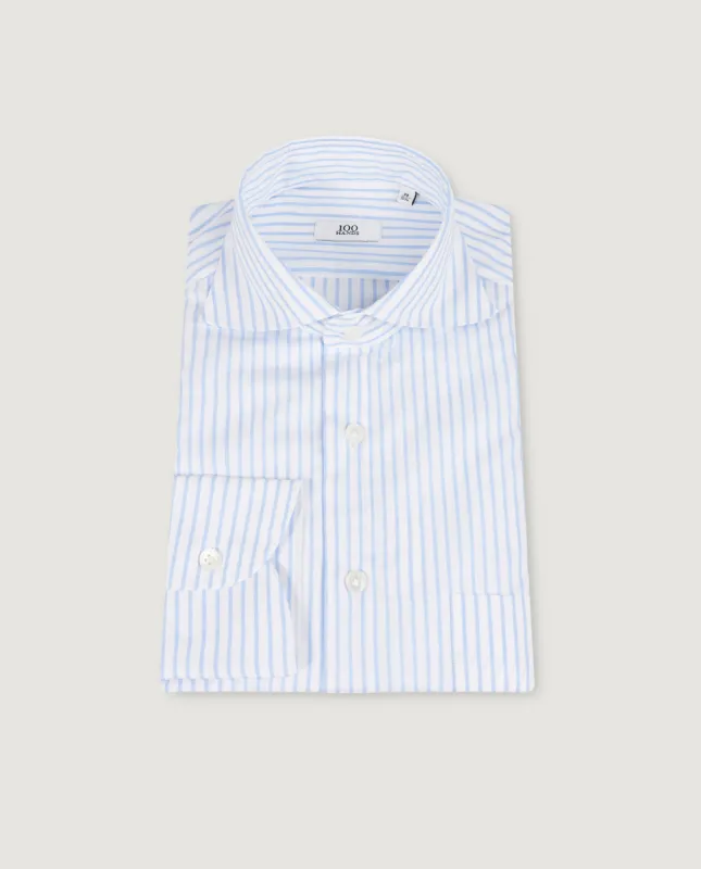 Katoen Linnen Streep Shirt - Lichtblauw sold by Pauw Amsterdam