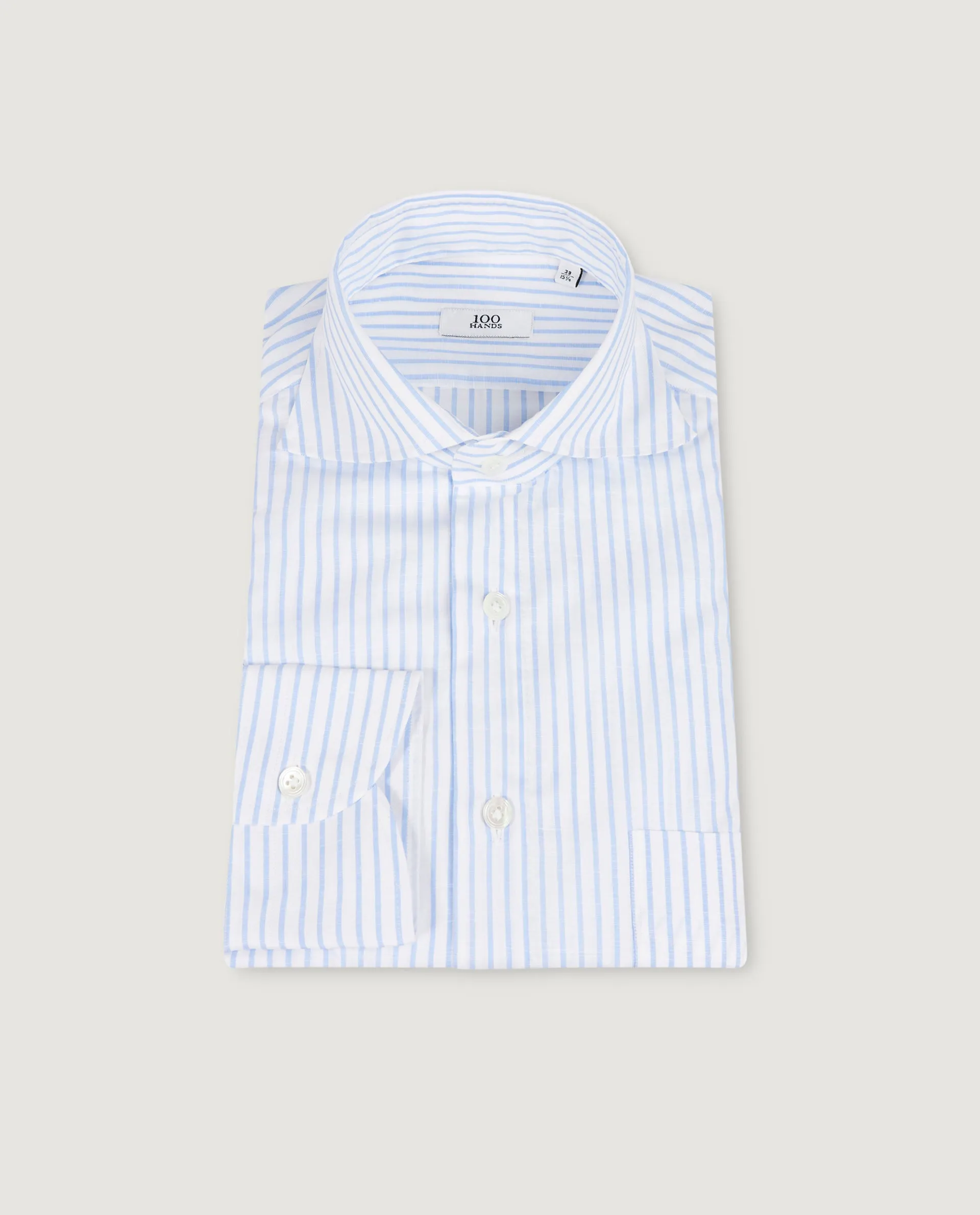 Katoen Linnen Streep Shirt - Lichtblauw sold by Pauw Amsterdam