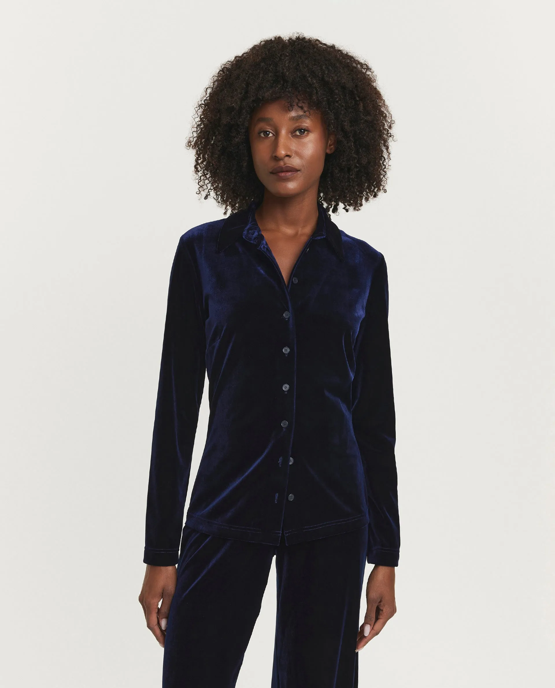 Fluwelen Blouse - Donkerblauw sold by Pauw Amsterdam