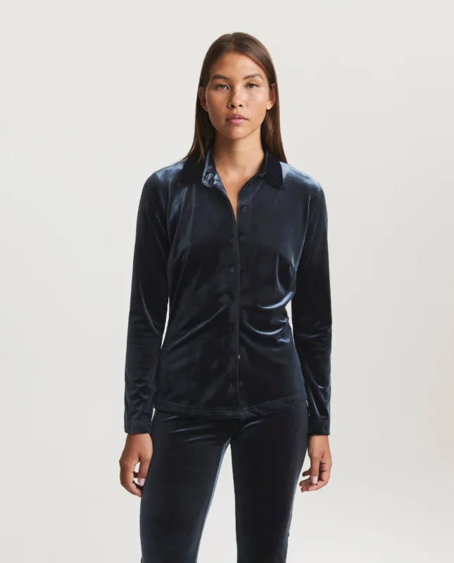 Fluwelen Blouse - Grijs sold by Pauw Amsterdam