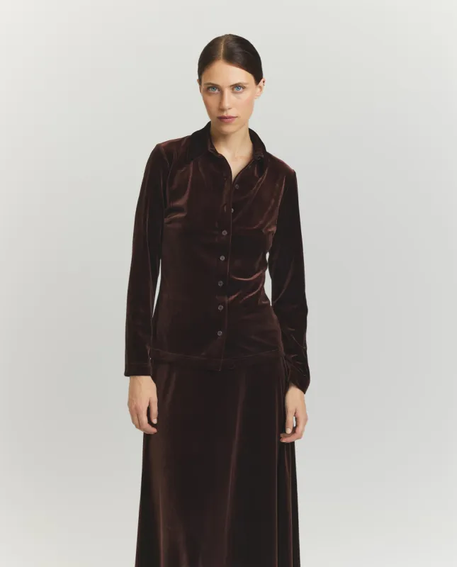 Fluwelen Blouse - Bruin sold by Pauw Amsterdam