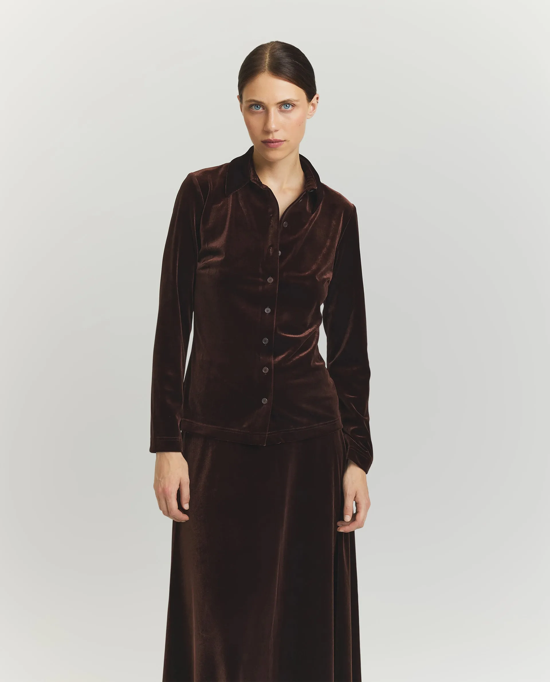 Fluwelen Blouse - Bruin sold by Pauw Amsterdam