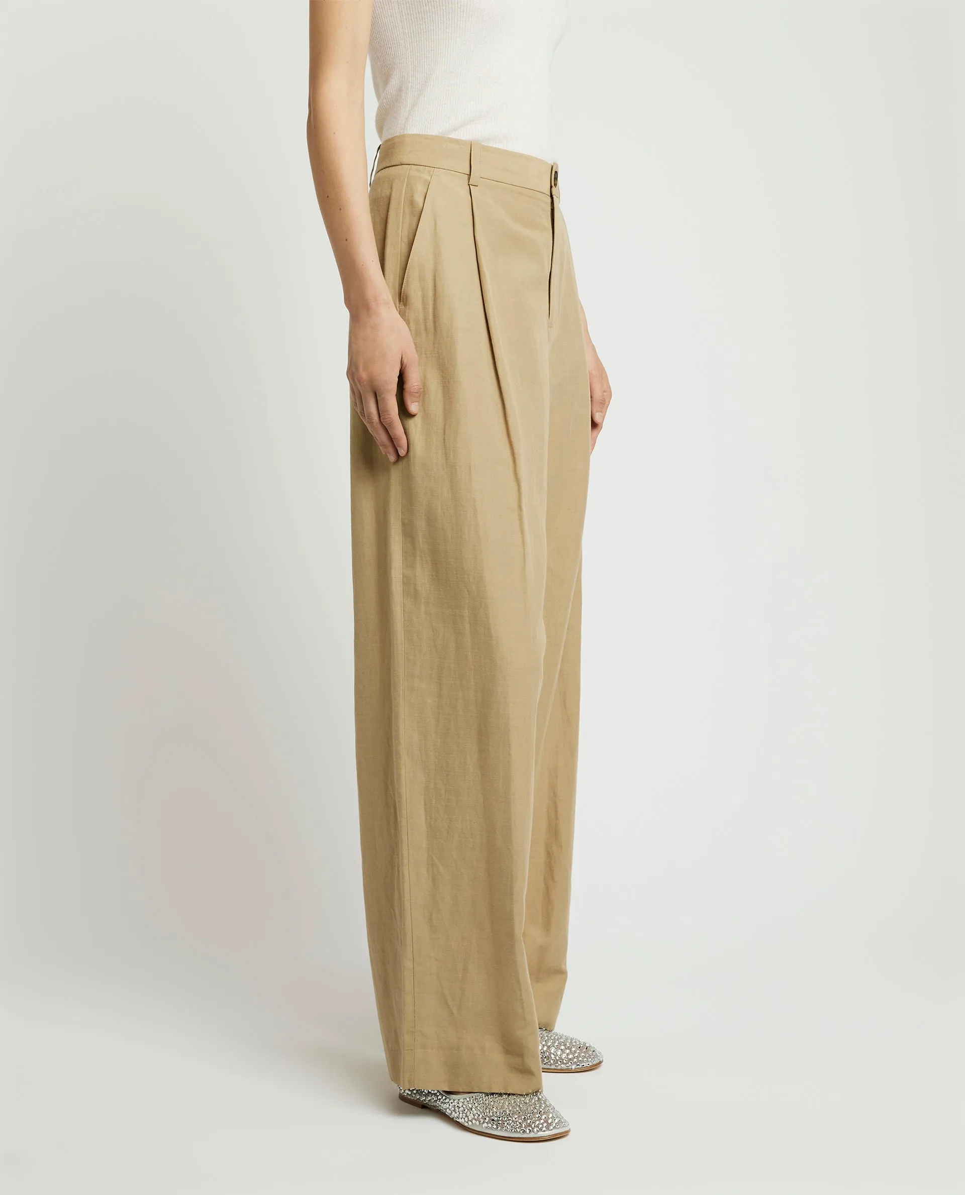 Wijde katoen-mix broek - Lichtbruin sold by Pauw Amsterdam product image thumbnail 4