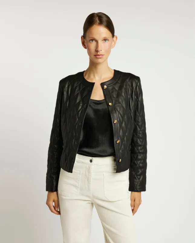 Doorgestikt leren jasje sold by Pauw Amsterdam