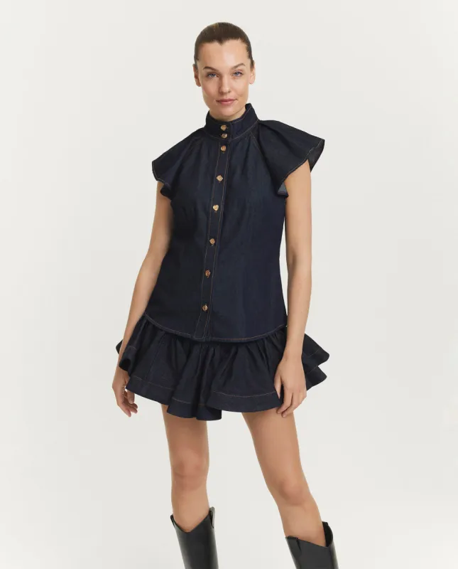 Denim blouse - Donkerblauw sold by Pauw Amsterdam