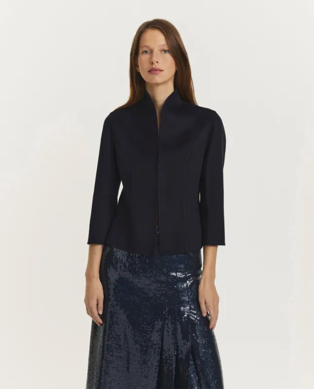 Korte double face cashmere blazer - Donkerblauw sold by Pauw Amsterdam