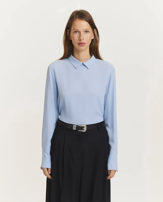 Zijde-mix blouse - Lichtblauw sold by Pauw Amsterdam