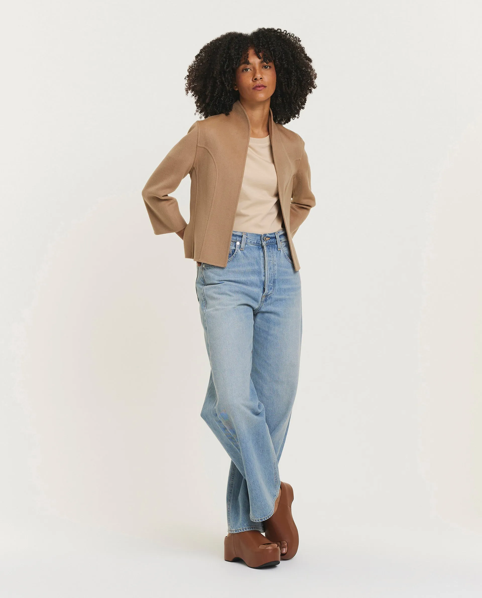 Korte double face cashmere blazer - Lichtbruin sold by Pauw Amsterdam product image thumbnail 3