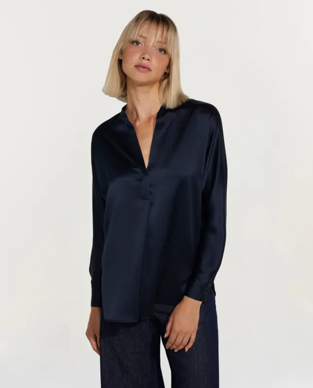 Zijden Blouse - Donkerblauw sold by Pauw Amsterdam